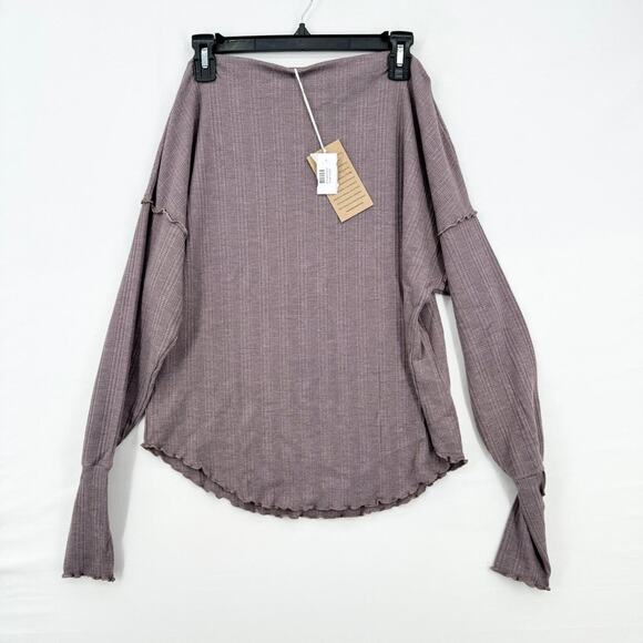 Project Social T Sweater Women Size Medium Wide Neck Waffle Knit Curved Hem - Picture 1 of 7